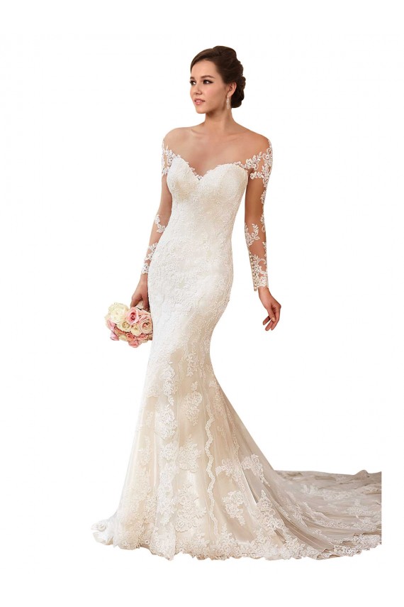 Long Sleeves Sweetheart Lace Mermaid Wedding Gowns Brisbane