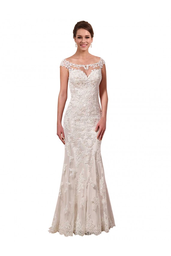 Sleeveless Bateau Neck Lace Sheath Sexy Wedding Dress Brisbane