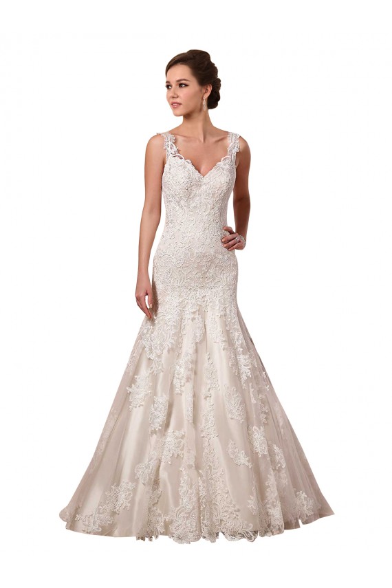 Sleeveless V-Neck Tulle & Lace Mermaid Bridal Wedding Dress Brisbane