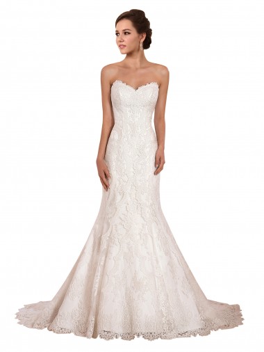 Sleeveless Sweetheart Lace Mermaid Sexy Wedding Dress Brisbane