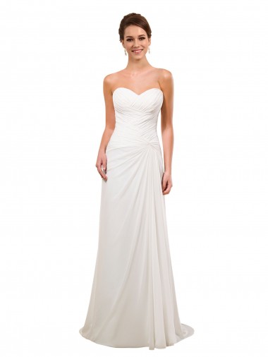 Sleeveless Sweetheart Soft Chiffon Sheath Wedding Gowns Brisbane