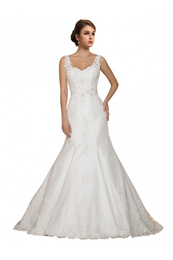 Cap Sleeves V-Neck Lace Mermaid Wedding Dress Brisbane