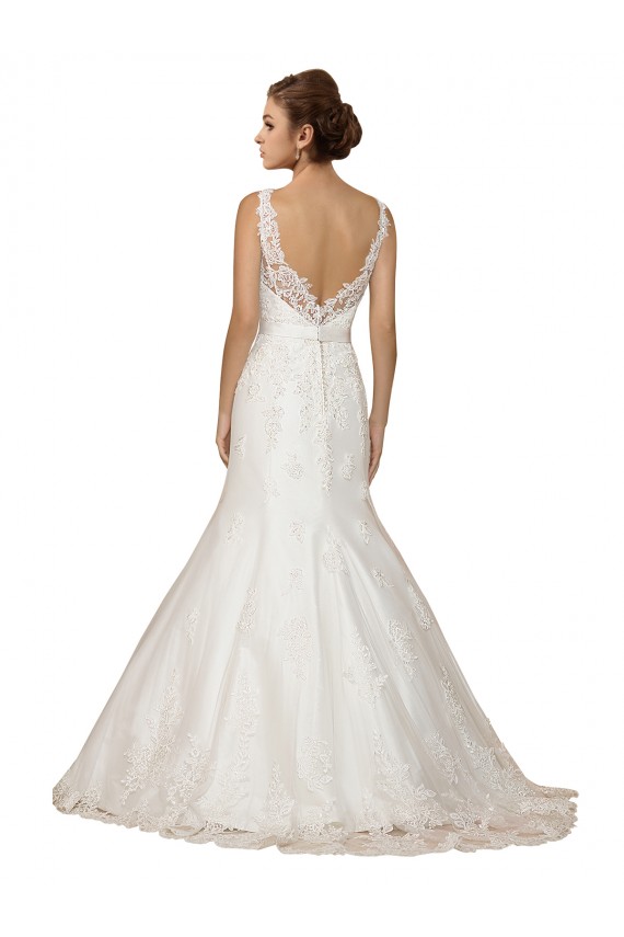 Cap Sleeves V-Neck Lace Mermaid Wedding Dress Brisbane