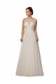Sleeveless Ivory Illusion Neck Sweep Train Tulle A-Line Wedding Dresses Brisbane