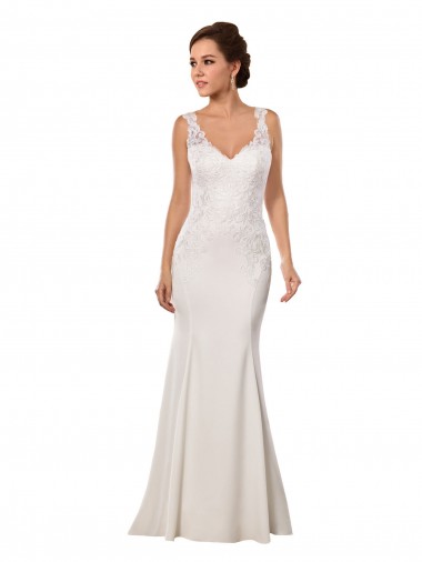 Sleeveless V-Neck Lace & Stretch Crepe Mermaid Sexy Wedding Dress Brisbane