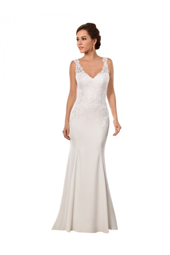 Sleeveless V-Neck Lace & Stretch Crepe Mermaid Sexy Wedding Dress Brisbane