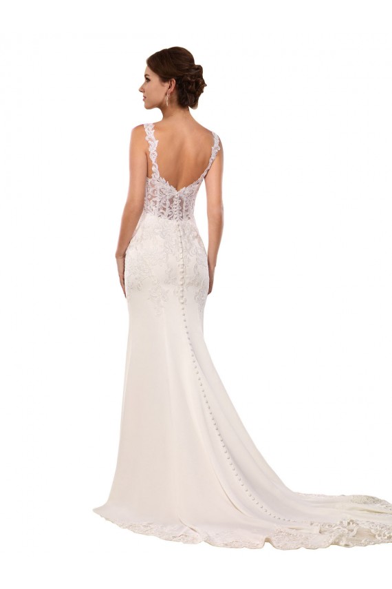 Sleeveless V-Neck Lace & Stretch Crepe Mermaid Sexy Wedding Dress Brisbane
