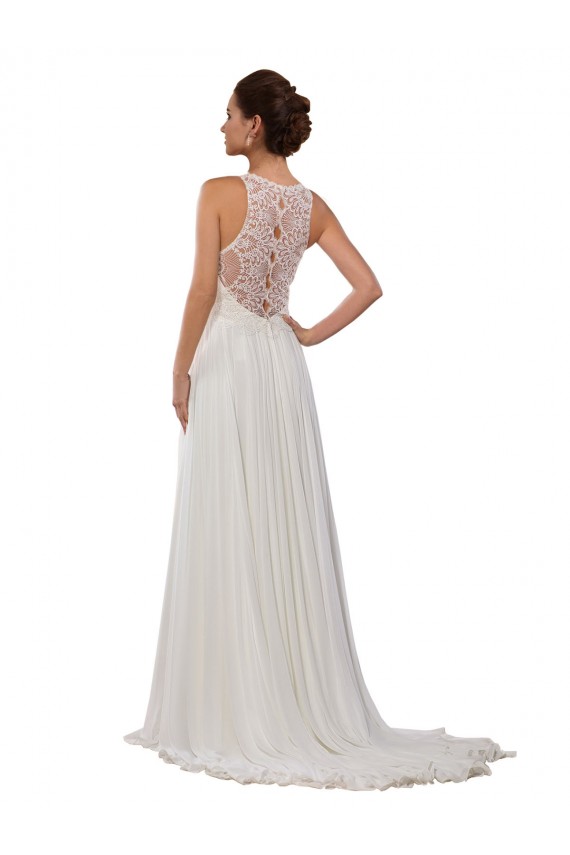 Sleeveless Illusion Neck Soft Chiffon Sheath Wedding Dress Brisbane