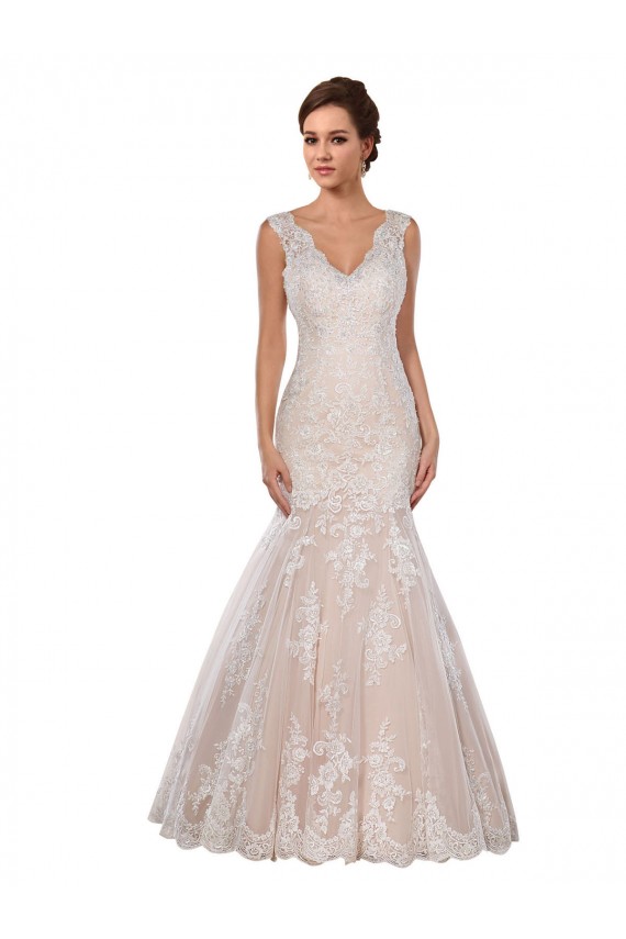Sleeveless V-Neck Lace Mermaid Modern Wedding Dress Brisbane