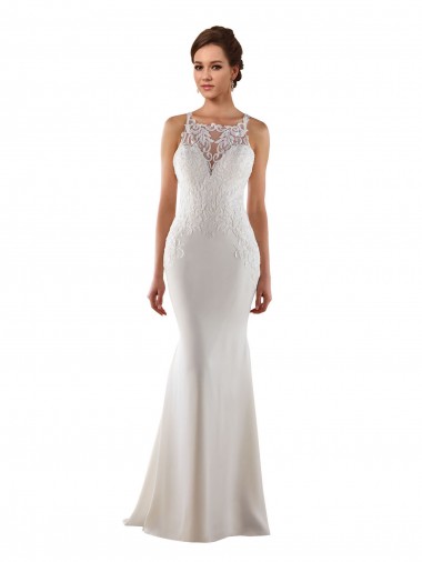 Sleeveless Sweetheart Lace & Stretch Crepe Mermaid Modern Wedding Dress Brisbane