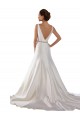 Sleeveless Bateau Neck V-Back Satin Mermaid Modern Wedding Dress Brisbane