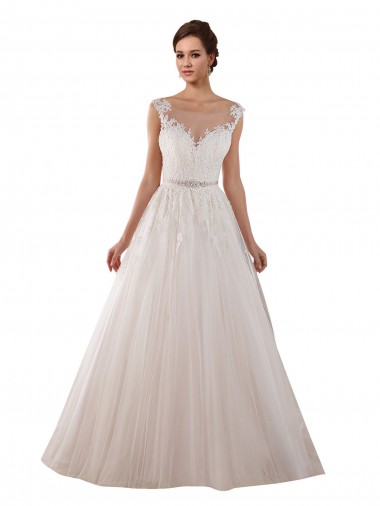 Sleeveless Sweetheart Keyhole Back Tulle & Lace Ball Gown Wedding Dress Brisbane