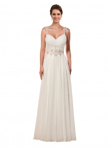 Sleeveless Sweetheart Keyhole Back Soft Chiffon Sheath Wedding Dress Brisbane