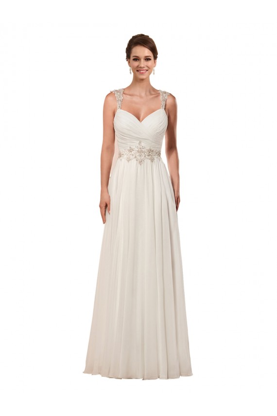 Sleeveless Sweetheart Keyhole Back Soft Chiffon Sheath Wedding Dress Brisbane