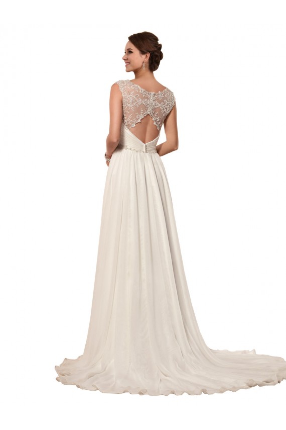Sleeveless Sweetheart Keyhole Back Soft Chiffon Sheath Wedding Dress Brisbane