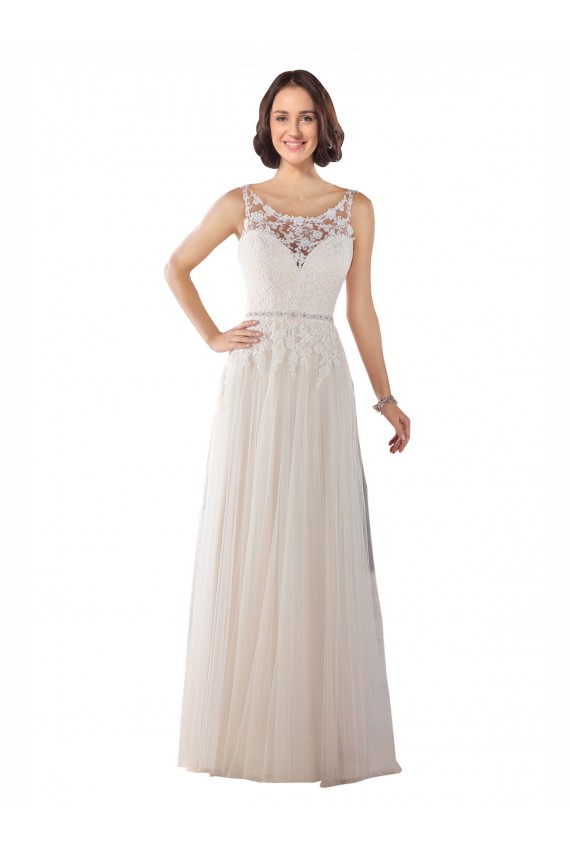 Sleeveless Illusion Neck Tulle A-Line Boho Wedding Dress Brisbane