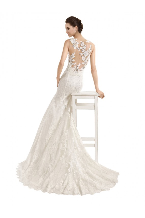 Sleeveless Illusion Neck Lace Mermaid Wedding Dress Brisbane