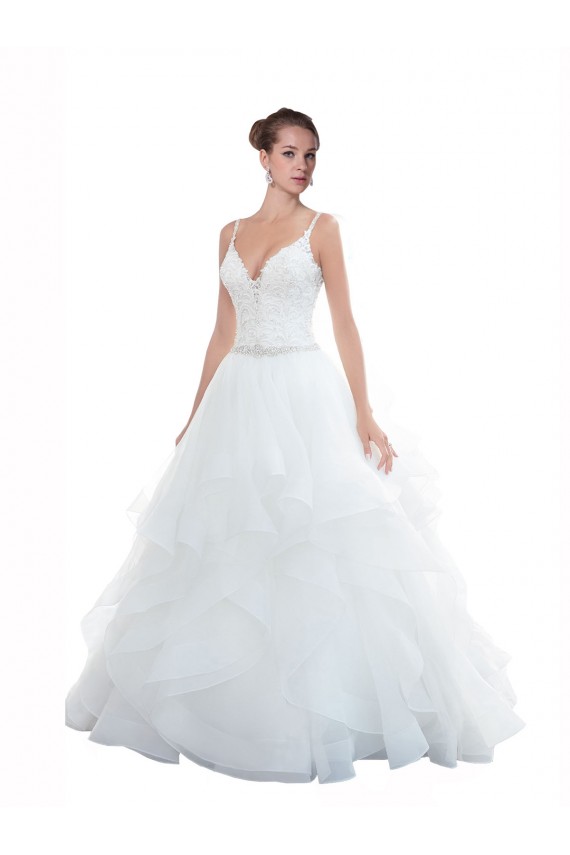 Sleeveless Spaghetti Straps Tulle Ball Gown Beach Wedding Dress Brisbane