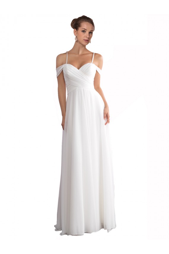 Sleeveless Off the Shoulder Soft Chiffon A-Line Beach Wedding Dress Brisbane