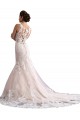 Sleeveless Ivory & Champagne Illusion Neck Tulle & Lace Mermaid Wedding Dresses Brisbane