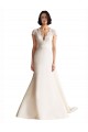 Cap Sleeves V-Neck Keyhole Back Satin A-Line Wedding Dress Brisbane