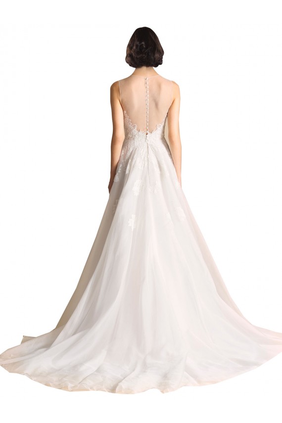 Sleeveless Ivory Illusion Neck Tulle A-Line Wedding Dresses Brisbane