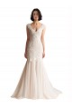 Sleeveless V-Neck Low Back Tulle Mermaid Wedding Dress Brisbane