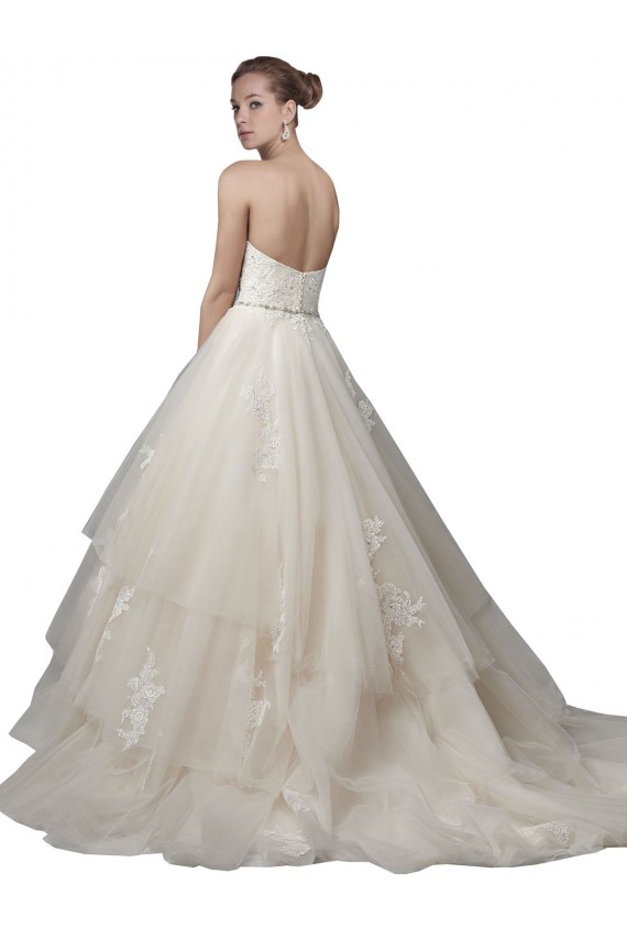 Sleeveless Scoop Neck Low Back Tulle & Lace Ball Gown Wedding Dress Brisbane