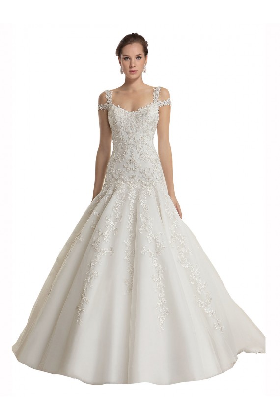 Sleeveless Off the Shoulder Tulle & Lace Mermaid Wedding Dress Brisbane