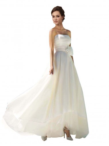 Sleeveless Strapless Soft Chiffon A-Line Wedding Dress Brisbane