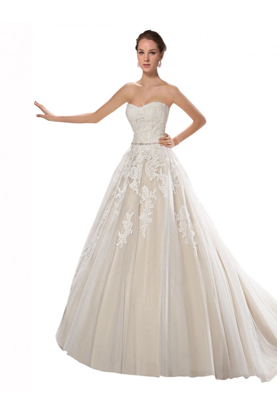 Sleeveless Strapless Tulle & Lace A-Line Wedding Dress Brisbane