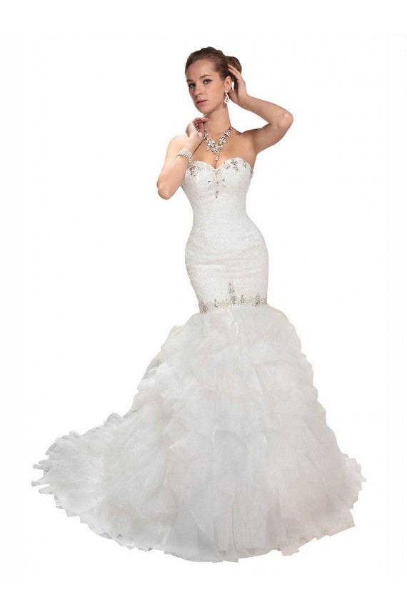 Sleeveless White Sweetheart Chapel Train Tulle Mermaid Wedding Dresses Brisbane