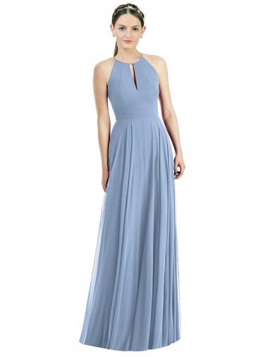 Sleeveless Halter Neck Soft Chiffon A-Line Semi Formal Evening Dress / Bridesmaid Dress Brisbane