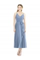 Sleeveless Dusty Blue Spaghetti Straps Soft Chiffon A-Line Bridesmaid Dress Brisbane