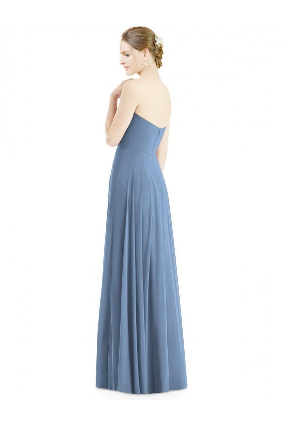 Sleeveless Dusty Blue Sweetheart Soft Chiffon A-Line Evening Dress / Bridesmaid Dress Brisbane