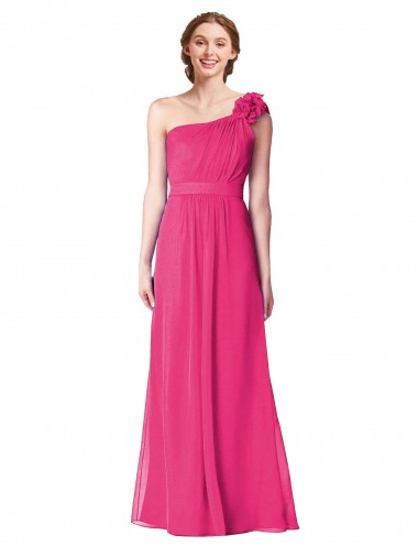 Sleeveless Azalea One Shoulder Soft Chiffon A-Line Bridesmaid Gown Brisbane