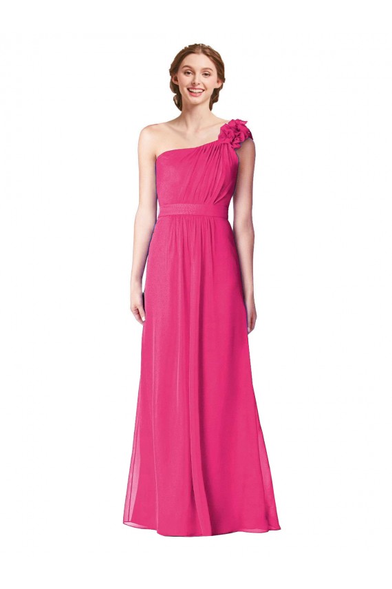 Sleeveless Azalea One Shoulder Soft Chiffon A-Line Bridesmaid Gown Brisbane