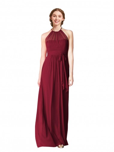 Sleeveless Halter Neck Chiffon A-Line Evening Gowns / Bridesmaid Dresses Brisbane
