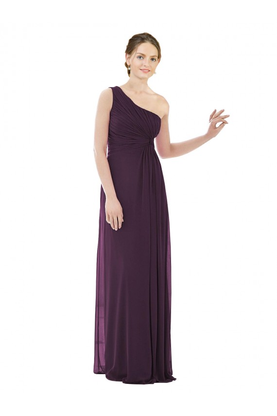 Sleeveless Grape One Shoulder Soft Chiffon A-Line Evening Dress / Bridesmaid Dress Brisbane