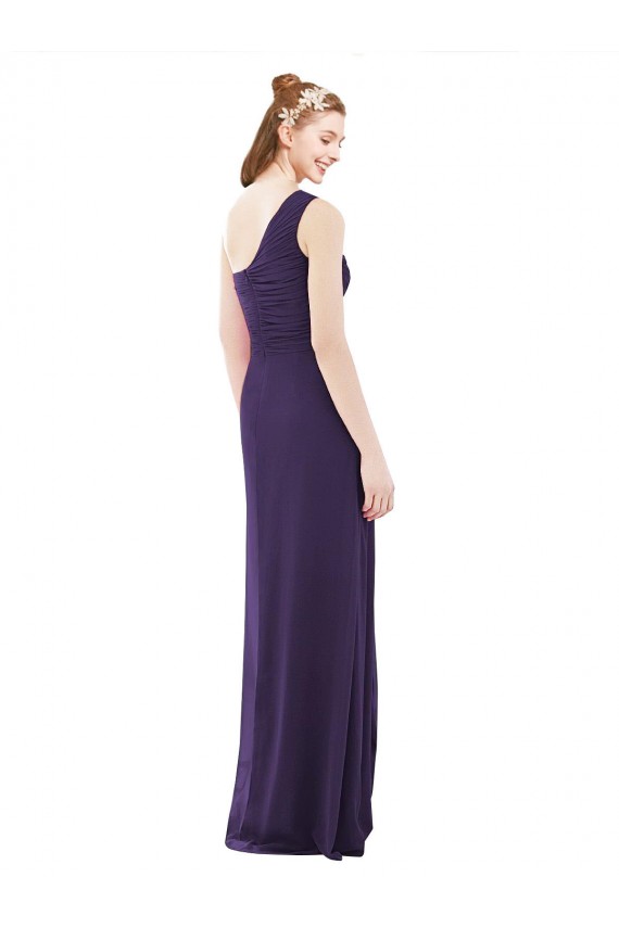 Sleeveless Grape One Shoulder Soft Chiffon A-Line Evening Dress / Bridesmaid Dress Brisbane