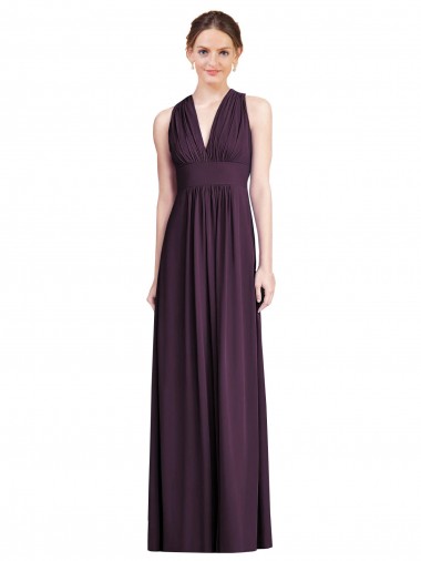 Sleeveless Grape V-Neck Soft Chiffon A-Line Bridesmaid Dress Brisbane