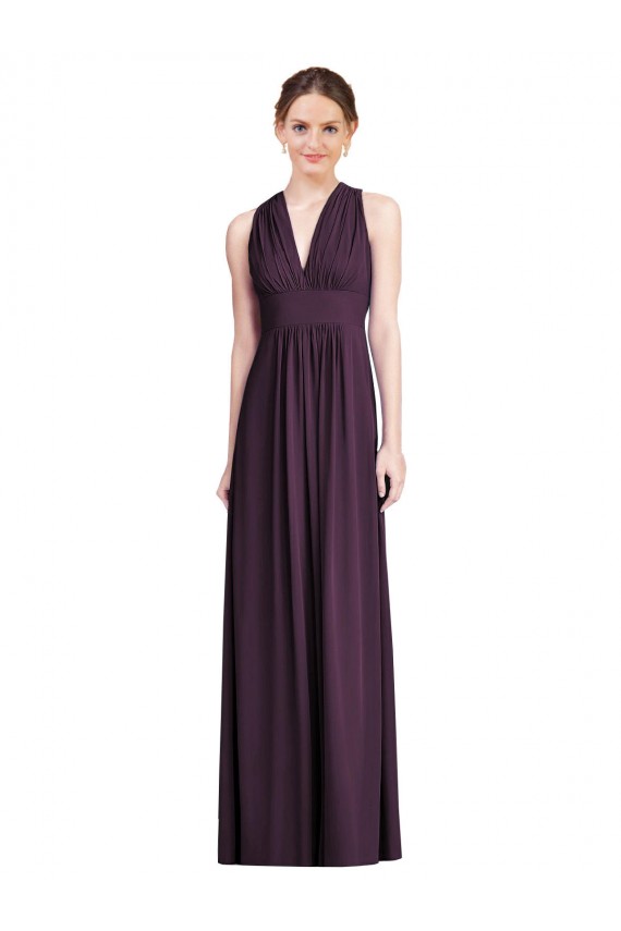 Sleeveless Grape V-Neck Soft Chiffon A-Line Bridesmaid Dress Brisbane