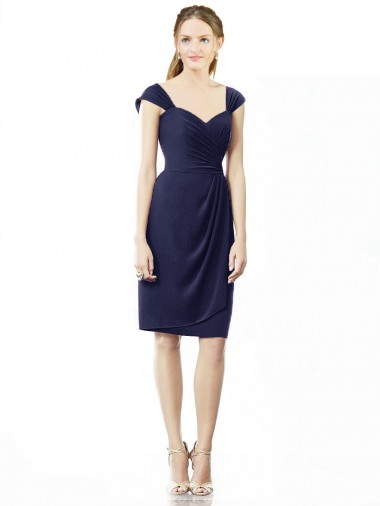 Cap Sleeves Sweetheart Soft Chiffon Sheath Bridesmaid Dress Brisbane