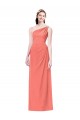 Sleeveless Coral One Shoulder Soft Chiffon A-Line Bridesmaid Dress Brisbane