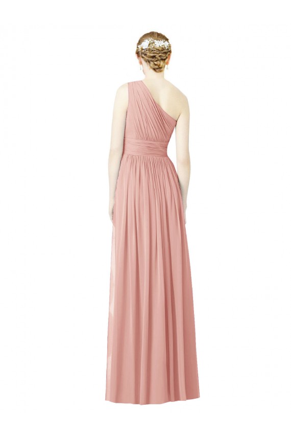 Sleeveless Bliss Pink One Shoulder Soft Chiffon A-Line Bridesmaid Dress Brisbane