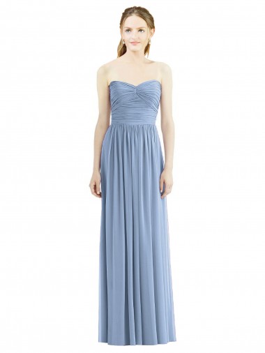 Sleeveless Dusty Blue Sweetheart Chiffon A-Line Bridesmaid Gowns Brisbane