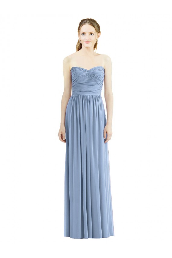 Sleeveless Dusty Blue Sweetheart Chiffon A-Line Bridesmaid Gowns Brisbane