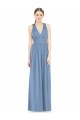 Sleeveless Dusty Blue V-Neck Chiffon A-Line Bridesmaid Gowns Brisbane