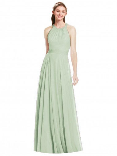 Sleeveless Halter Neck Chiffon A-Line Bridesmaid Dress / Evening Dress Brisbane