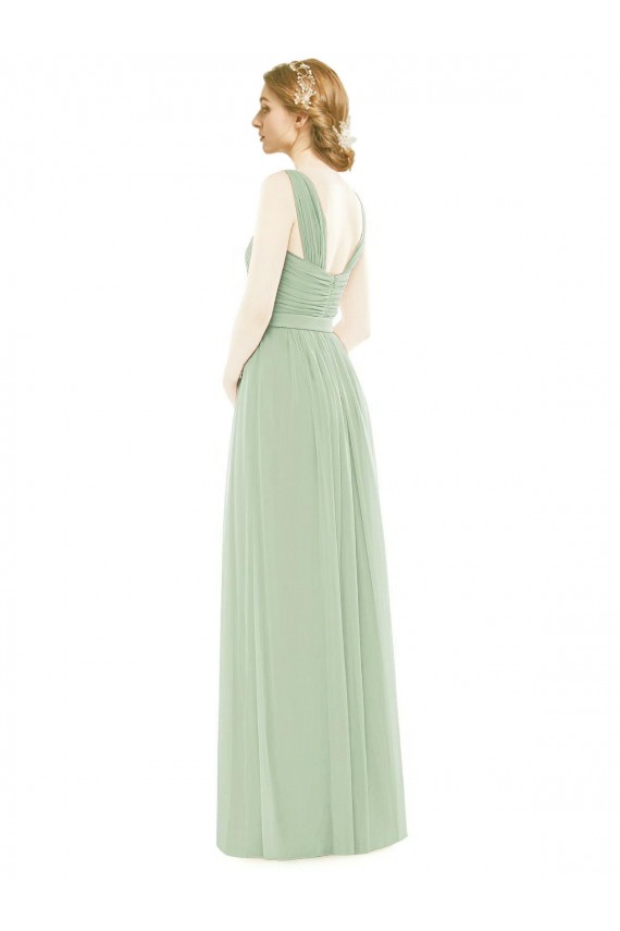 Sleeveless Spaghetti Straps Soft Chiffon A-Line Bridal Party Dress Brisbane